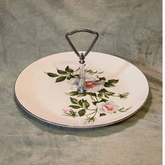 Vintage Crooksville USA Rose Design Porcelain 9 1/4" Serving Plate (1950s) - Picture 1 of 7